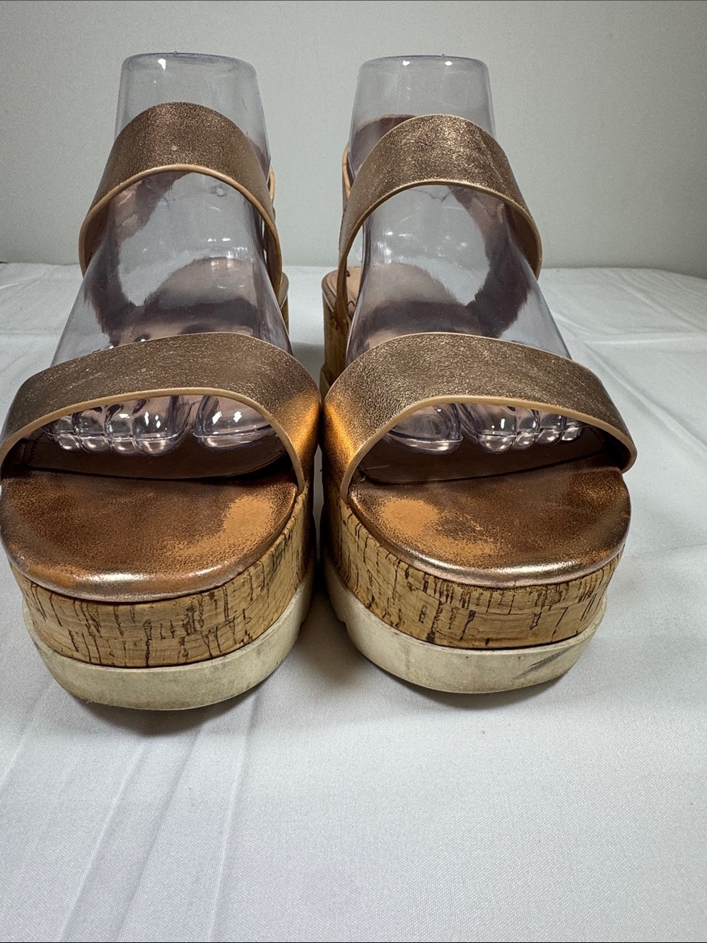 Madden Girl Rose Gold Cork Platform Sandal 8 leather - Picture 4 of 8